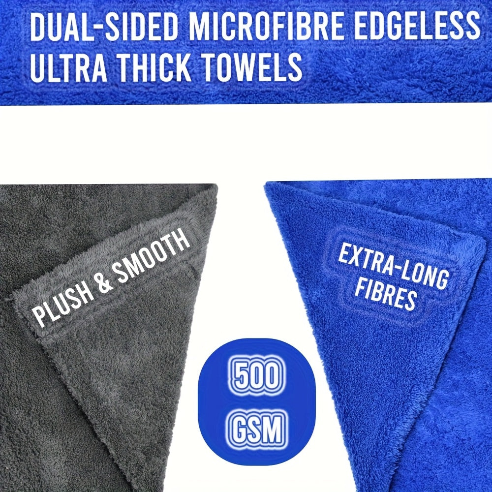 Pack of 6 Thick Edgeless Microfiber Towel – Ultra-Soft & High Absorbency – Ideal for Car Detailing