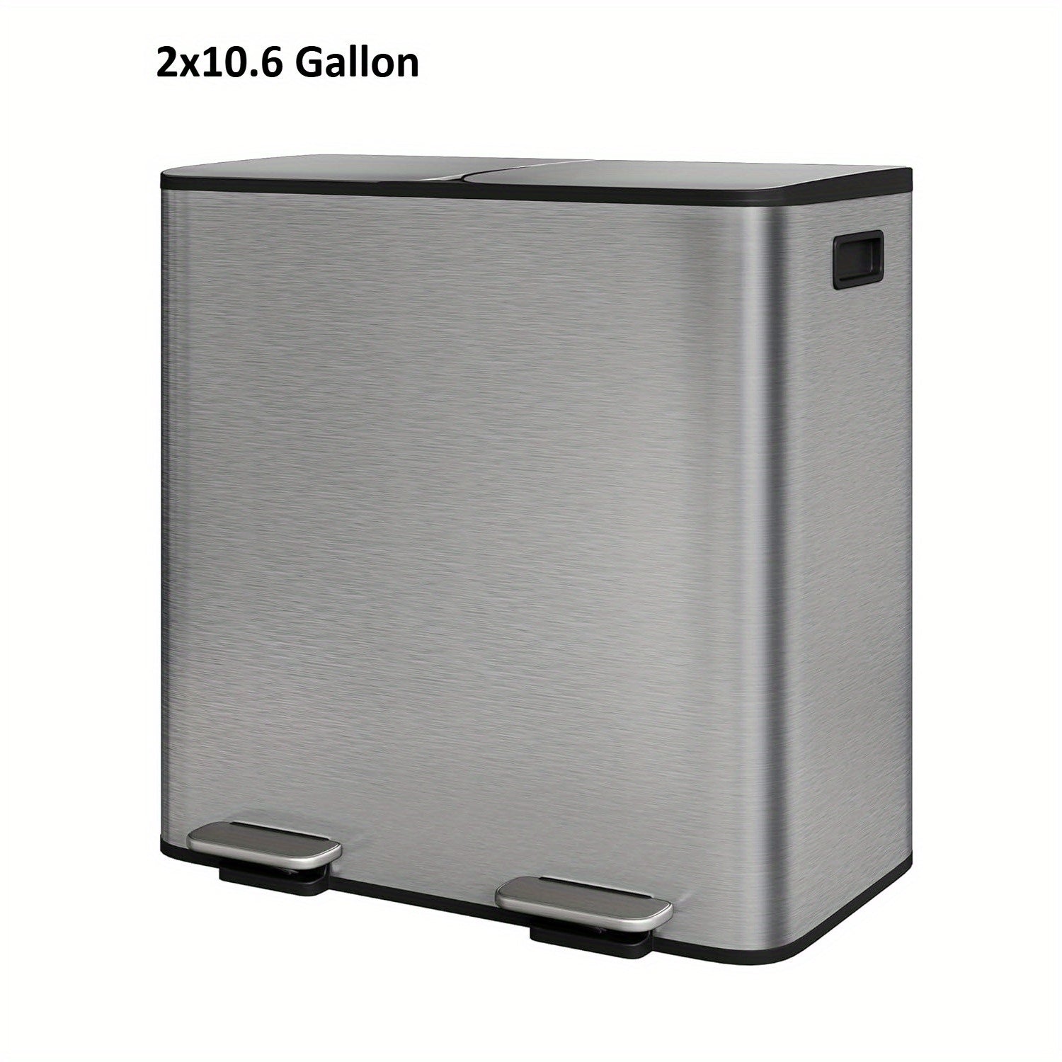 2x8 Gallon\u002F 2x10.6 Gallon Stainless Steel Double Trash Can with Lid for Kitchen, Large Dual Trash and Bin Combo, Step-on Kitchen Metal Stainless Steel Garbage Cans, PP Inner Buckets, Liner Rim, Silvery\u002F Gray\u002F Black