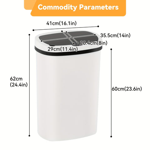 13 Gallon Trash Can Kitchen Waste Bin 50L, Automatic Garbage Can Touchless Motion Sensor, for Office Bedroom Living Room Trash Can, Bedroom Trash Can, Contemporary Design, Compact Bin, Highquality Plastic, Rustresistant Material, Large Capacity Bin, Motio