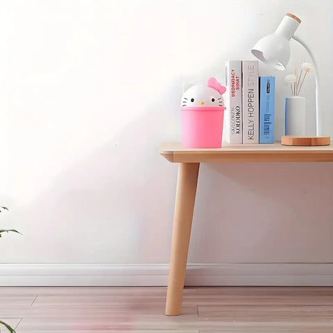 Sanrio for hello kitty Mini Trash Can with Lid - Cute Desk Waste Bin, Compact Decoration with Open-Top Lid, Perfect for Girls' Rooms, Birthday & Holiday Gifts, Office, School, Kitchen - Sanrio Collectible, School Supplies, Playful Aesthetic, Detachable De