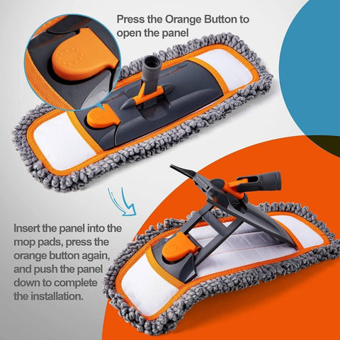 Mirofiebr Dust Mop with 7pcs Washable Mop Pads and Extendable 55u201D Long Handle, Multifunction Floor Mop Hardwood, Marble, Laminate, Tile Floor Mopping, Floor Mop with Bucket Set, Mop Set, Mop with Bucket, Floor Cleaning, Hardwood Floor Care