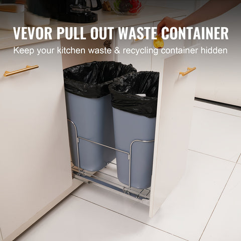 Happybuy Pull-Out Trash Can 29\u002F70L Single Bin, Under Mount for Kitchen Counter & Sink