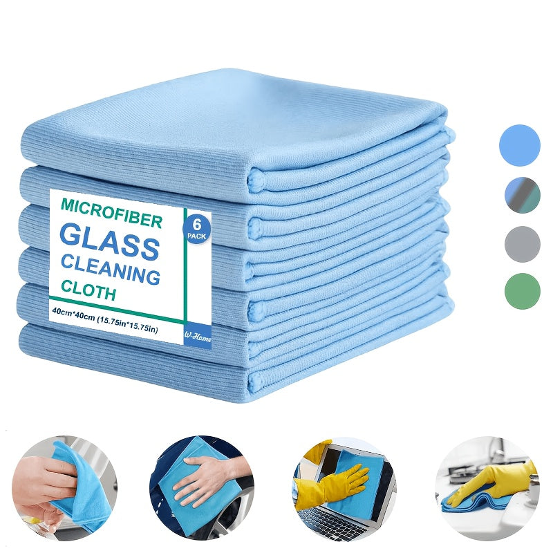 Microfiber Cleaning Cloths 6-Pack Microfiber Glass Cleaning Cloths - Streak-Free, Lint-Free