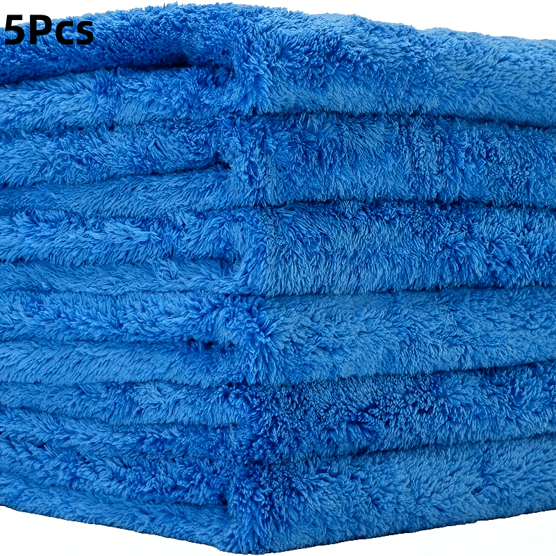 5pcs Ultra-Fine Fiber Car Towels - Absorbent Microfiber Cloths for Washing & Polishing