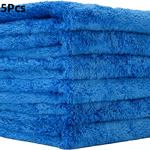 5pcs Ultra-Fine Fiber Car Towels - Absorbent Microfiber Cloths for Washing & Polishing