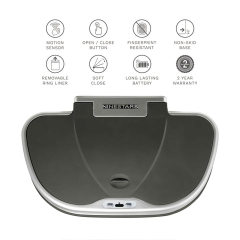 Ninestars DZT-70-R3 Motion Sensor Trash Can, Extra Large, Silver, Battery Powered, Non-rechargeable AAA Battery, Operating Voltage ≤36V, with Automatic Lid Closure for Home and Office Use