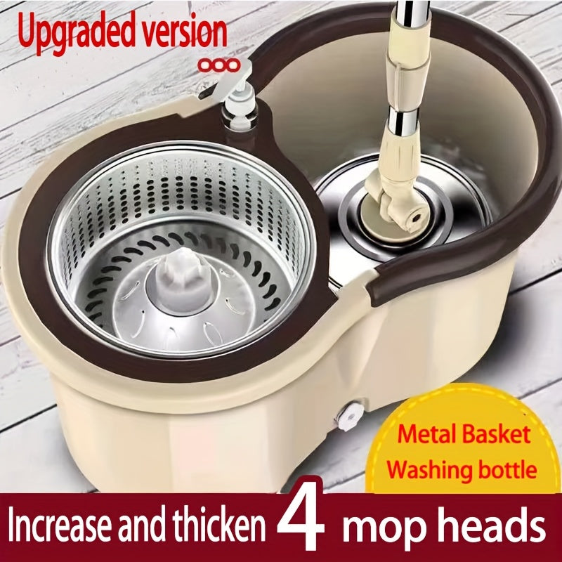 A Set Of Mops, Household Dual-drive Rotary Mops And Bucket Sets, No-wash Mops, Dry And Wet Two, Wash Two In One, 360 Degrees Option for All Kinds Of Floors