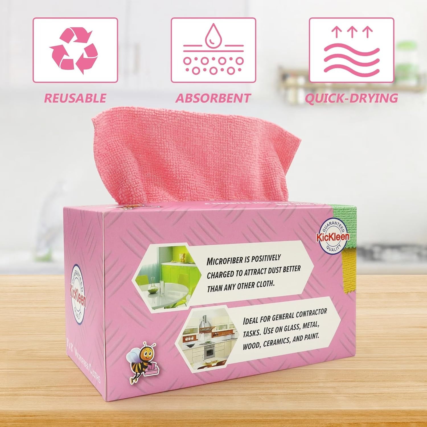 Microfiber Cleaning Cloths KICKLEEN 40-Pack Cleaning Cloths - Ultra, Heavy-Duty Lint-Free