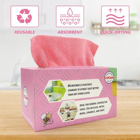 Microfiber Cleaning Cloths KICKLEEN 40-Pack Cleaning Cloths - Ultra, Heavy-Duty Lint-Free