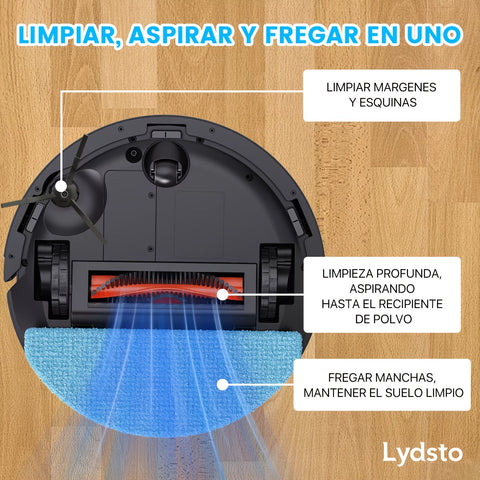 Lydsto R1D EDGE Smart Robot Vacuum Cleaner And Mop Combination, Automatic Mop Extension And Lifting, 5000Pa Suction Power, 60 Days Of Emptying, Obstacle Avoidance, WiFi, APP Remote Control, Laser Radar Lying Flat Cleaning Stain Killer Black.