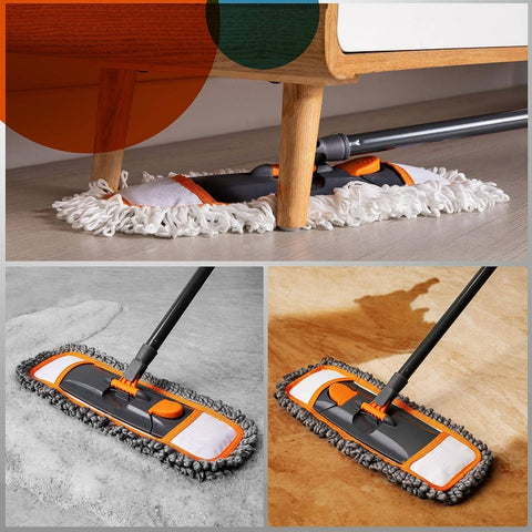 Mirofiebr Dust Mop with 7pcs Washable Mop Pads and Extendable 55u201D Long Handle, Multifunction Floor Mop Hardwood, Marble, Laminate, Tile Floor Mopping, Floor Mop with Bucket Set, Mop Set, Mop with Bucket, Floor Cleaning, Hardwood Floor Care