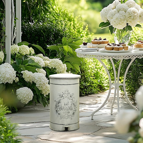 Metal Round Trash Can Suitable For Kitchen Rural Waste Basket Farmhouse Storage Barrel, Under-Bed Storage