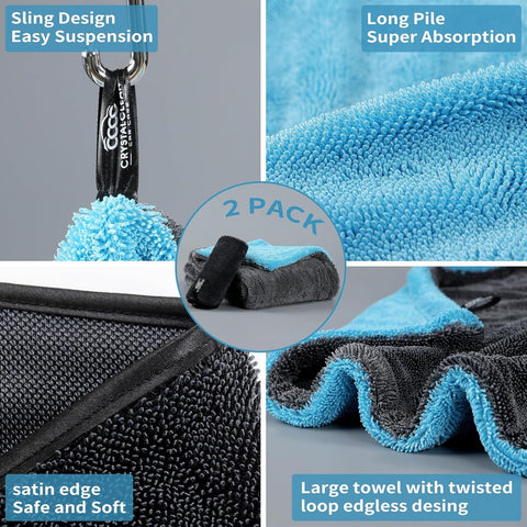 Extra Large Pack of 2 Double Twisted Loop Quick-Drying Towel