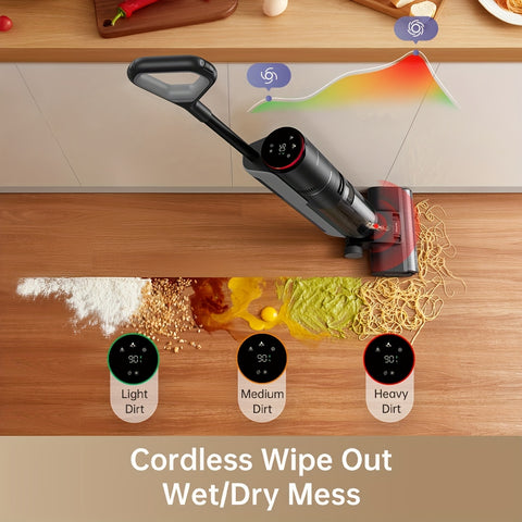 Dreame H12 PRO Cordless Wet\u002FDry Vacuum Mop & Floor Cleaner - All-in-One Smart Robot with Self-Cleaning System, Hot Air Drying, One-Step Edge Detection, 30 Min Runtime, 2.4 Gal Tank, 180° Rotating Head for Hard Floors, Tile, Vinyl, Linoleum - Plug-in