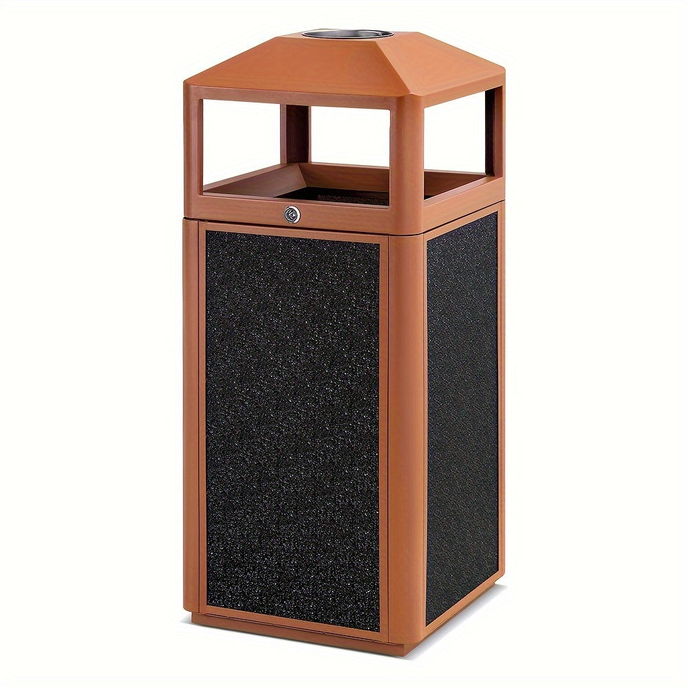 Heavy-Duty Metal Trash Can - Lockable Lid 15 Gallon Weatherproof Outdoor Trash Can Suitable for Offices Or Hotels Kitchens Bedrooms Toilets Public Places Outdoors