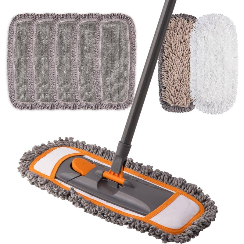 Mirofiebr Dust Mop with 7pcs Washable Mop Pads and Extendable 55u201D Long Handle, Multifunction Floor Mop Hardwood, Marble, Laminate, Tile Floor Mopping, Floor Mop with Bucket Set, Mop Set, Mop with Bucket, Floor Cleaning, Hardwood Floor Care