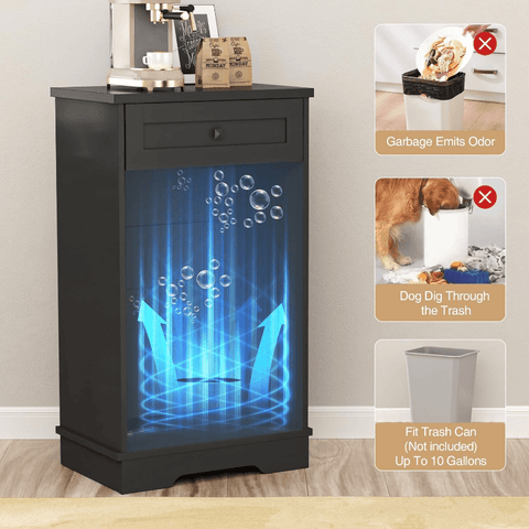 Black Farmhouse Tilt Out Trash Cabinet 10 Gallon Dog Proof Garbage