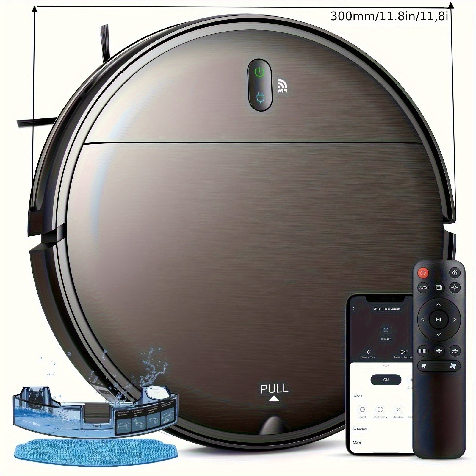 2-in-1 Robot Vacuum and Mop Combo with Automatic Recharge, Scheduled Cleaning, Powerful Suction, Super Thin Design, Low-Carpet Cleaning, 3D Obstacle Avoidance, 60dB Quiet Operation, 200-500ml Tank, 1000 Sq.m Coverage, USB Charging, Battery, Smart App Cont