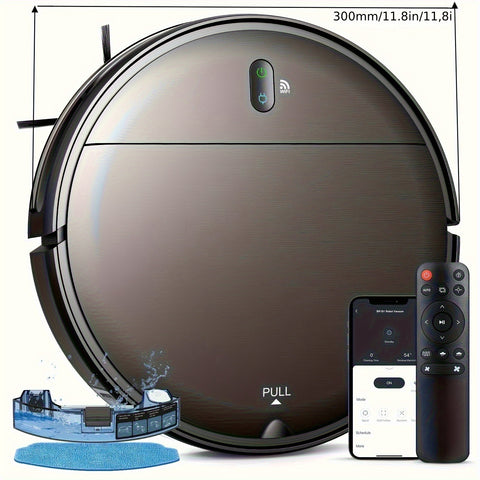 2-in-1 Robot Vacuum and Mop Combo with Automatic Recharge, Scheduled Cleaning, Powerful Suction, Super Thin Design, Low-Carpet Cleaning, 3D Obstacle Avoidance, 60dB Quiet Operation, 200-500ml Tank, 1000 Sq.m Coverage, USB Charging, Battery, Smart App Cont