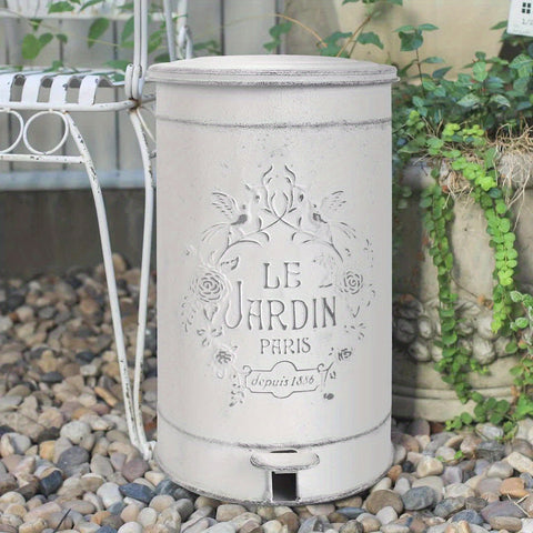 Metal Waste Basket Metal Waste Basket - Round Trash Can Suitable for Kitchen, Garden, Farmhouse, Outside