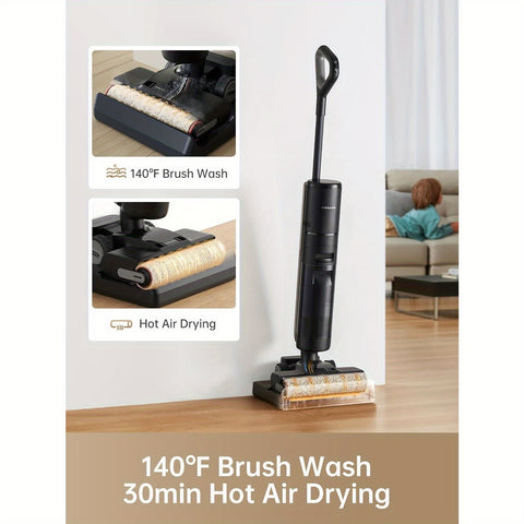 Refurbished DREAME H13 Pro Wet Dry Vacuum Cleaner, Smart Floor Cleaner Vacuum Mop For Hard Floors, 140°F Brush Wash, Hot Air & Dual Rotation Self-Cleaning, GlideWheel Power System, Great For Sticky Messes