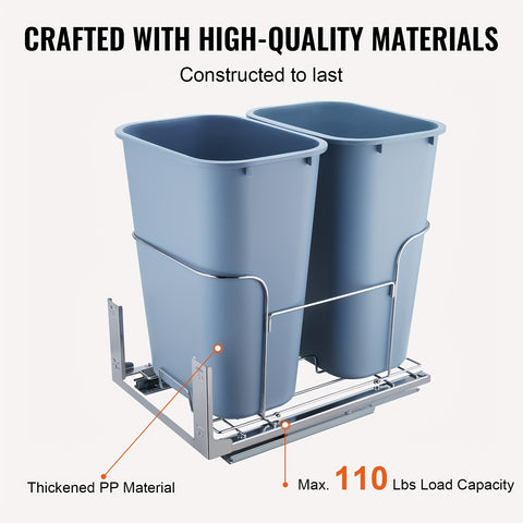 Happybuy Pull-Out Trash Can 29\u002F70L Single Bin, Under Mount for Kitchen Counter & Sink