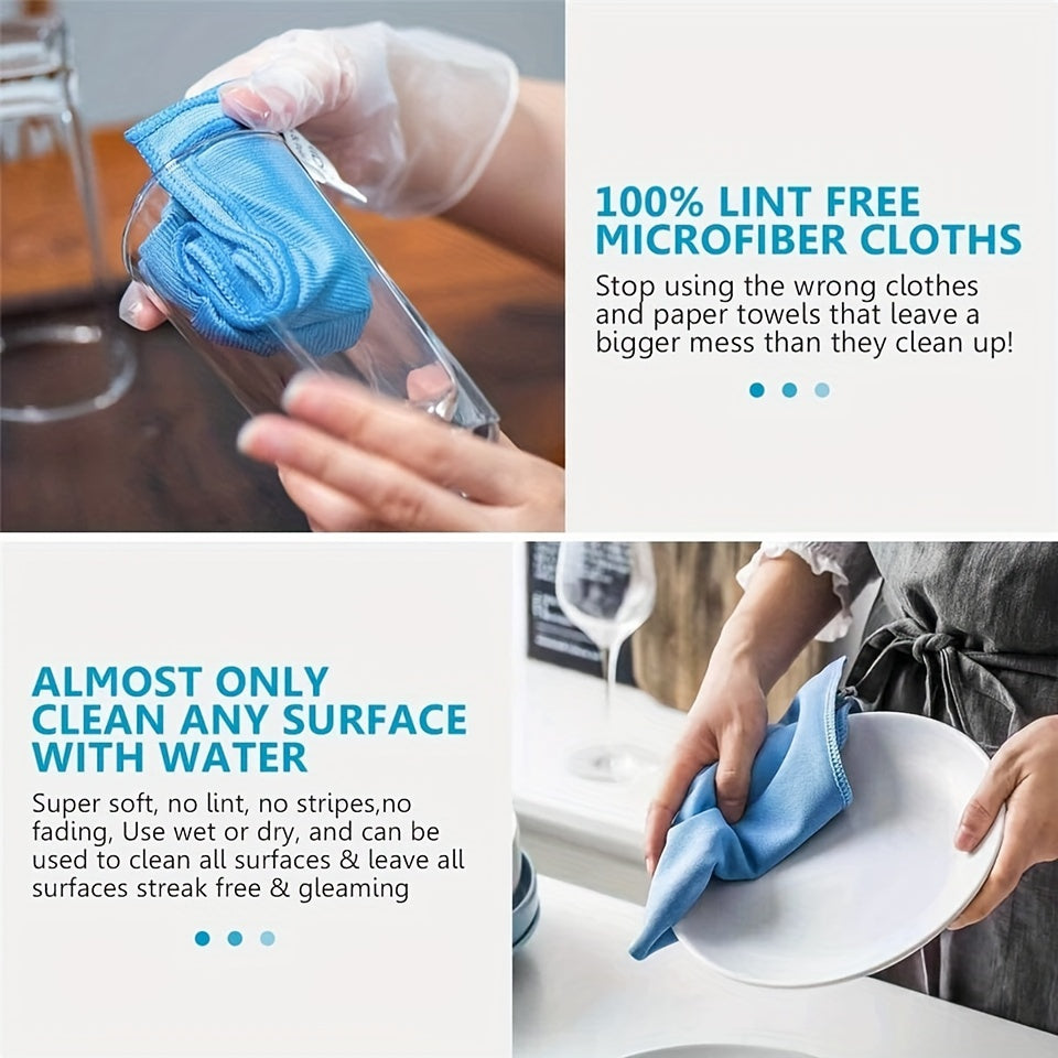 Microfiber Cleaning Cloths 6-Pack Microfiber Glass Cleaning Cloths - Streak-Free, Lint-Free
