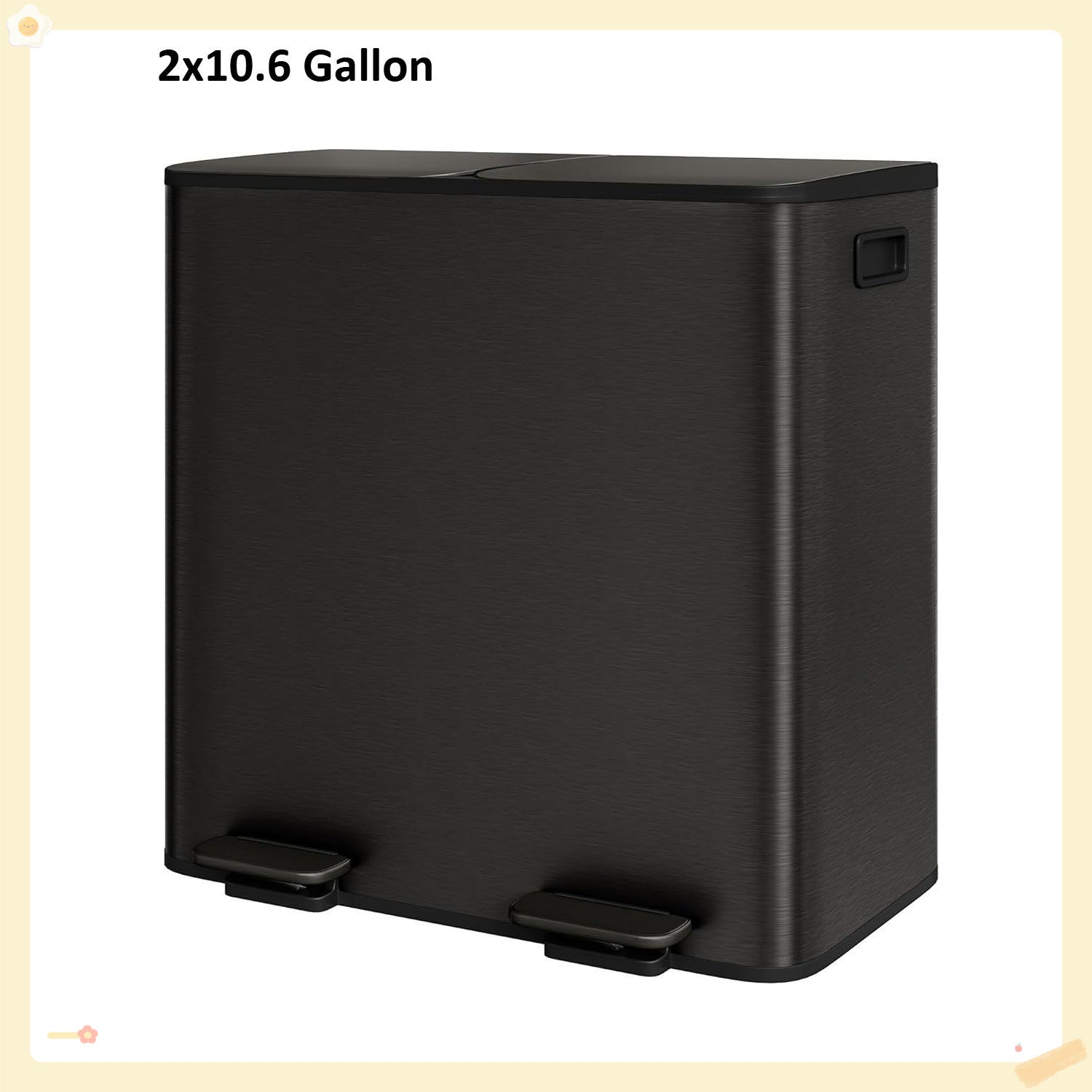 2x8 Gallon\u002F 2x10.6 Gallon Stainless Steel Double Trash Can with Lid for Kitchen, Large Dual Trash and Bin Combo, Step-on Kitchen Metal Stainless Steel Garbage Cans, PP Inner Buckets, Liner Rim, Silvery\u002F Gray\u002F Black