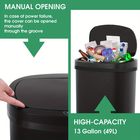 13 Gallon\u002F50L Automatic Trash Can, Touchless Motion Sensor Garbage Can, Lid Anti-Fingerprint Mute Designed, Trash Can For Kitchen Living Room Office Bedroom