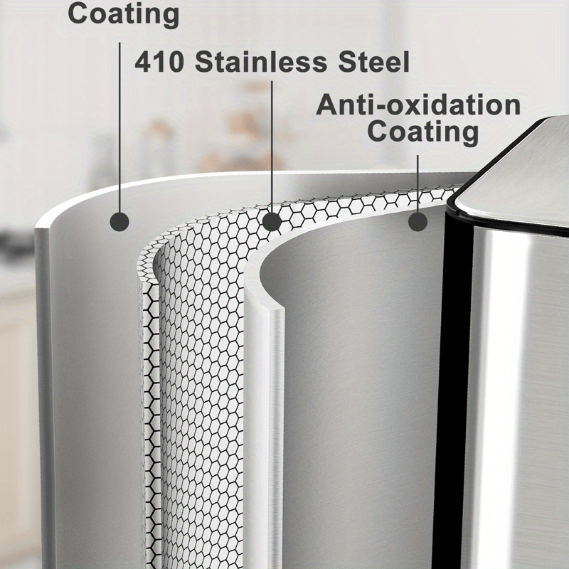 16 Gal Trash Can Stainless Steel w\u002F Separated Lid & Foot Pedal Kitchen Trash Can