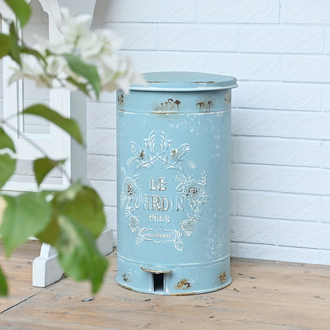 Metal Round Trash Can Suitable For Kitchen Rural Waste Basket Farmhouse Storage Barrel, Under-Bed Storage
