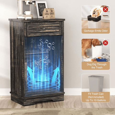 Black Farmhouse Tilt Out Trash Cabinet 10 Gallon Dog Proof Garbage