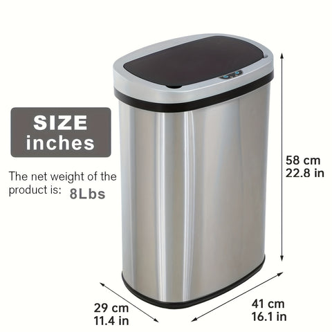 13 Gallon Trash Can Kitchen Waste Bin 50L, Automatic Garbage Can Touchless Motion Sensor, for Office Bedroom Living Room Trash Can, Bedroom Trash Can, Contemporary Design, Compact Bin, Highquality Plastic, Rustresistant Material, Large Capacity Bin, Motio