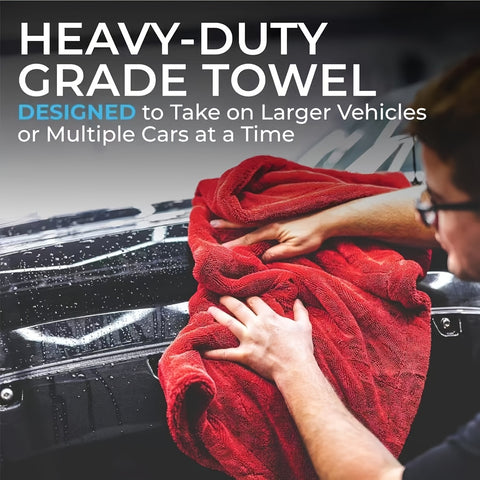 Heavy-Duty 1200GSM Microfiber Car Towel - Extra Large 24x36 Inches Quick-Dry Automotive Towel with Kink Ring