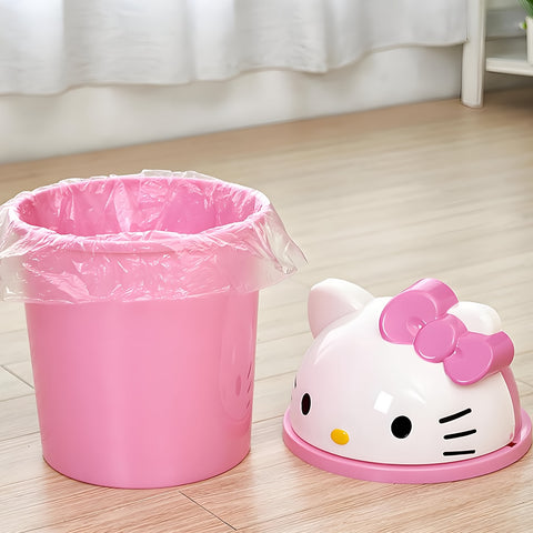 Sanrio for hello kitty Mini Trash Can with Lid - Cute Desk Waste Bin, Compact Decoration with Open-Top Lid, Perfect for Girls' Rooms, Birthday & Holiday Gifts, Office, School, Kitchen - Sanrio Collectible, School Supplies, Playful Aesthetic, Detachable De