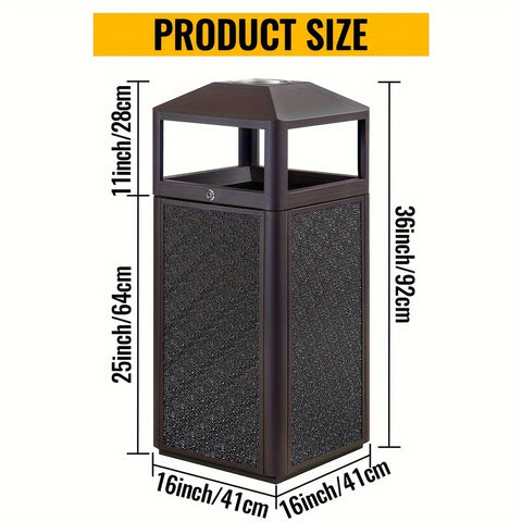 Heavy-Duty Metal Trash Can - Lockable Lid 15 Gallon Weatherproof Outdoor Trash Can Suitable for Offices Or Hotels Kitchens Bedrooms Toilets Public Places Outdoors
