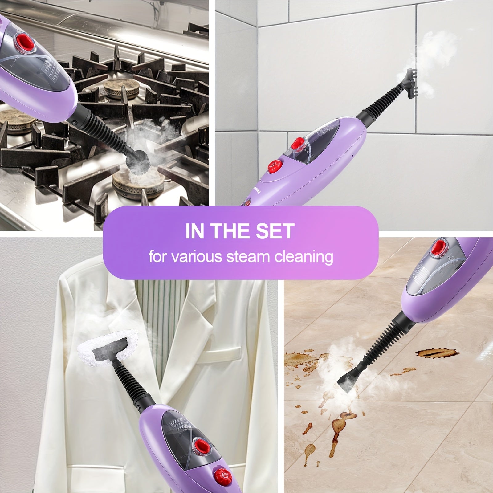 Moolan 12-in-1 Steam Mop Design With Detachable Handheld Steam Mops For Cleaning Floors, Tiles, Hardwood, Windows Sofa Wall Grout Cleaning Multi-Surface Steam Cleaner Includes &11 Multipurpose Tools, Contain Washable Steam Mop Pads