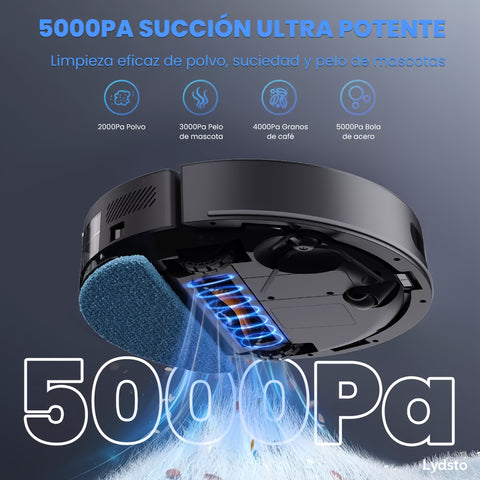 Lydsto R1D EDGE Smart Robot Vacuum Cleaner And Mop Combination, Automatic Mop Extension And Lifting, 5000Pa Suction Power, 60 Days Of Emptying, Obstacle Avoidance, WiFi, APP Remote Control, Laser Radar Lying Flat Cleaning Stain Killer Black.