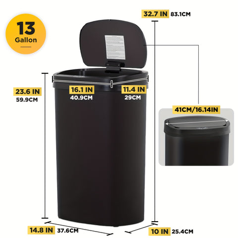 13 Gallon Trash Can Kitchen, Automatic Garbage Can Touchless Motion SensorWaste Bin 50L, For Office Bedroom Living Room Trash Can