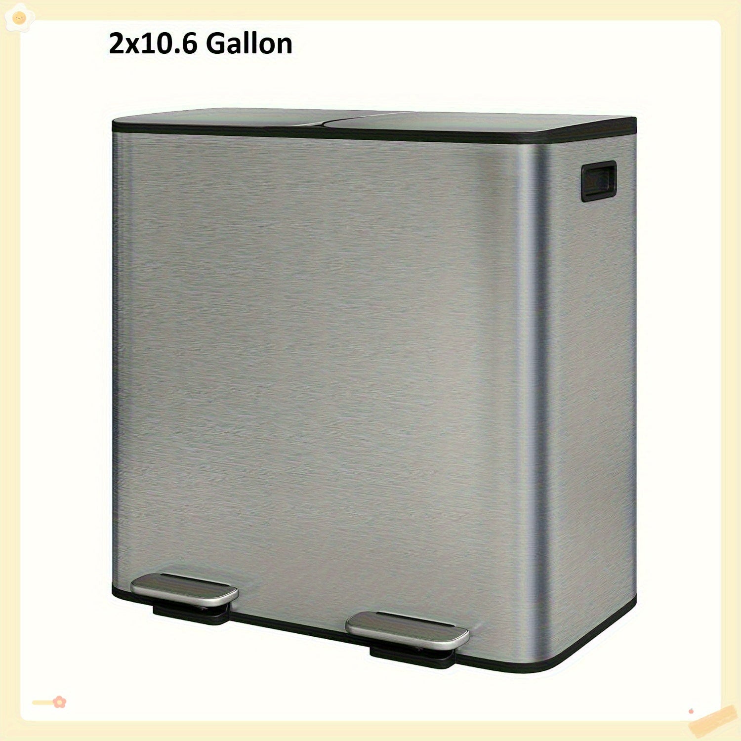 2x8 Gallon\u002F 2x10.6 Gallon Stainless Steel Double Trash Can with Lid for Kitchen, Large Dual Trash and Bin Combo, Step-on Kitchen Metal Stainless Steel Garbage Cans, PP Inner Buckets, Liner Rim, Silvery\u002F Gray\u002F Black