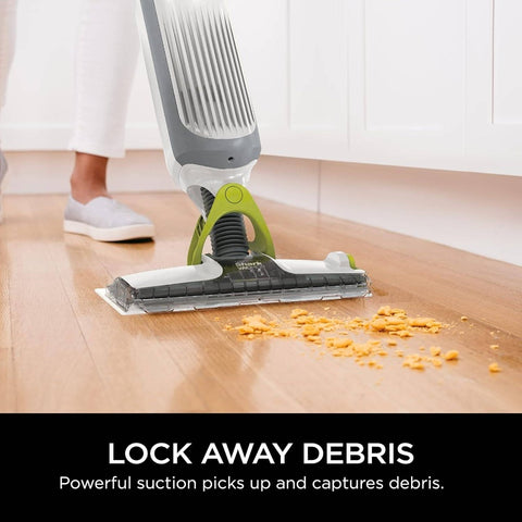 VM200P12 VACMOP -in-One Vacuum Mop System with 12 Disposable Pads & 12oz Cleaning Solution - Wet Mop for Hard Floors,, Vinyl, Laminate - One-Step Suction & Mopping, No Bucket\u002FMicrofiber Cloth, Compatible with VACMOP, Mop With Spray, Cleaning Supplies