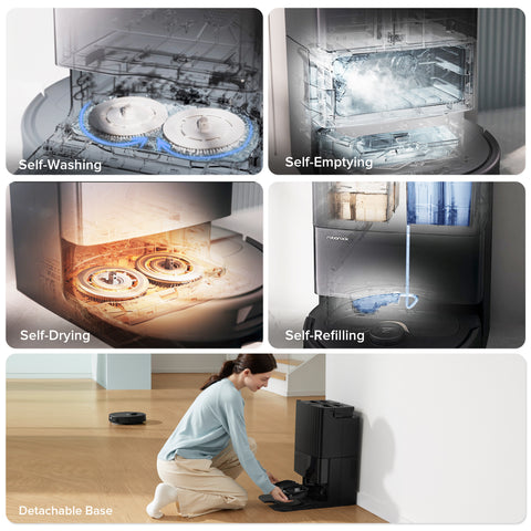 Roborock Qrevo Robot Vacuum and Mop with Self-Emptying, Self-Drying, 5,500Pa Suction, Obstacle Avoidance (Black)