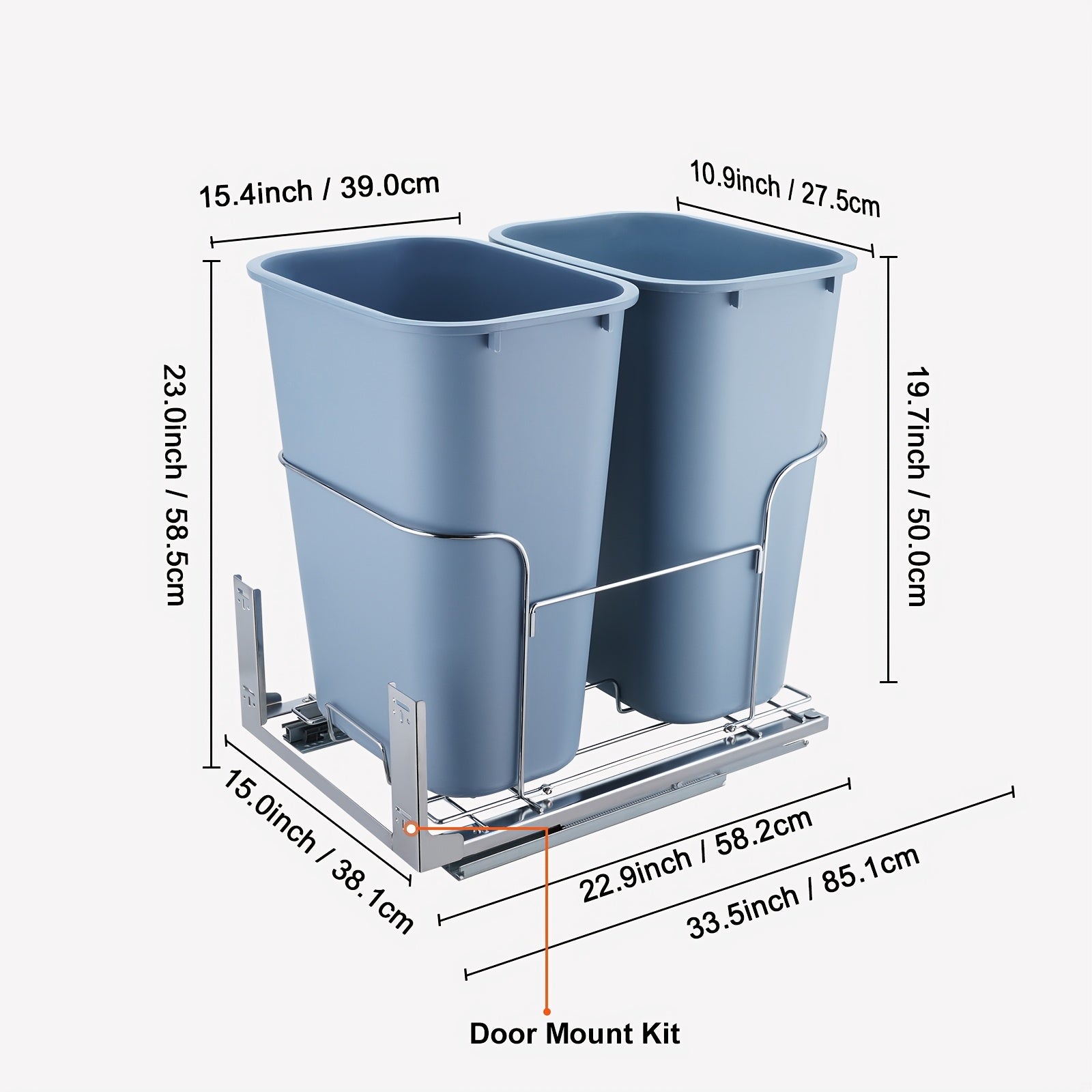 Happybuy Pull-Out Trash Can 29\u002F70L Single Bin, Under Mount for Kitchen Counter & Sink
