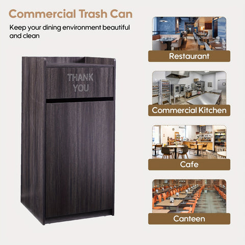 40 Gallon Wooden Trash Can Cabinet with Pull-Out Tray Holder - Polished Finish, Commercial & Home Kitchen Garbage Bin, Space-Saving Design for Restaurants, Cafes, Schools & Dining Areas, Restaurant Waste Disposal, Sleek Wood Finish, Durable Wood Construct