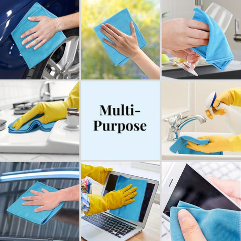 Microfiber Cleaning Cloths 6-Pack Microfiber Glass Cleaning Cloths - Streak-Free, Lint-Free