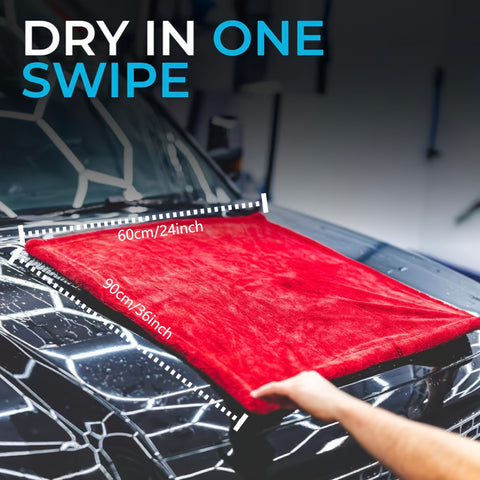 Heavy-Duty 1200GSM Microfiber Car Towel - Extra Large 24x36 Inches Quick-Dry Automotive Towel with Kink Ring