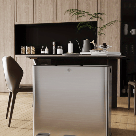 15\u002F 24 Gallon Trash Can Stainless Steel Step On with Separated Lid and Foot Pedal