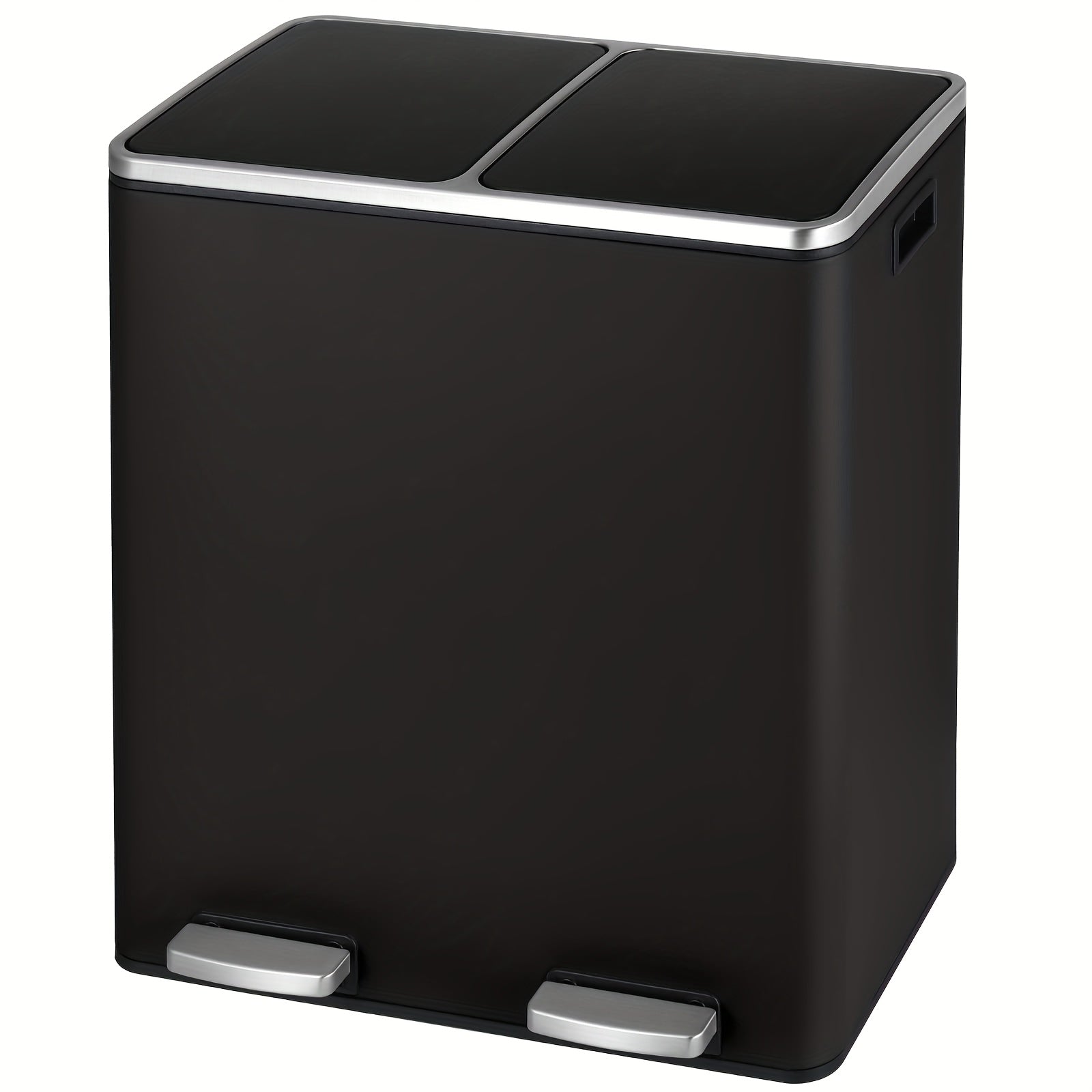16 GallonStainless Steel Trash Can, 15.85gal Dual Compartment, Metal Kitchen Step Recycle Bin, Metal Double Dustbin, Bathroom Trash Can, Bedroom Trash Can With Lid, Stainless Steel Trash Can, Bathroom Trash Can, Silent Trash Can