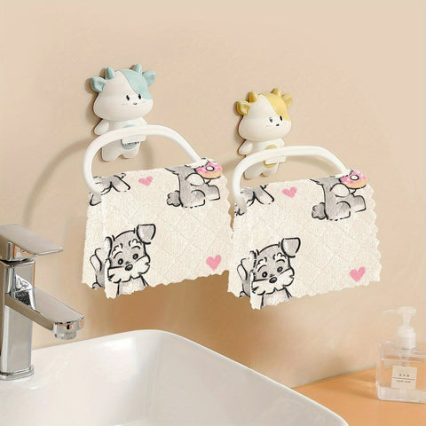 3\u002F6\u002F10pcs 11*11In Reusable Cleaning Cloth with Puppy Cartoon Animal Print 3D Retro Soft Scouring Pad Suitable for Daily Household Cleaning