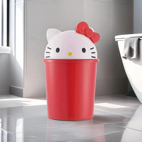 Sanrio for hello kitty Mini Trash Can with Lid - Cute Desk Waste Bin, Compact Decoration with Open-Top Lid, Perfect for Girls' Rooms, Birthday & Holiday Gifts, Office, School, Kitchen - Sanrio Collectible, School Supplies, Playful Aesthetic, Detachable De